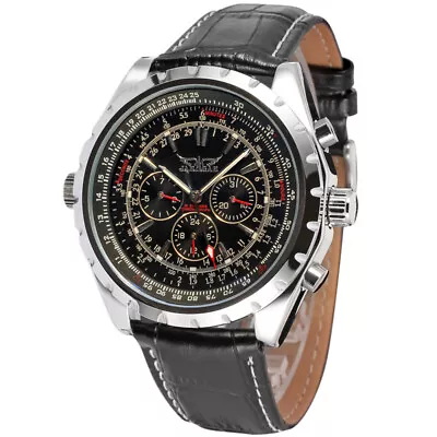 Men's Automatic Mechanical Watch With Leather   Wristwatch O7P9 • $26.03