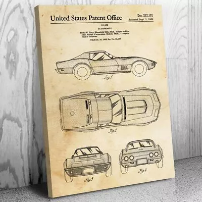 Mako Shark II Muscle Car Patent Canvas Print Garage Wall Art Automotive Decor • $49.95