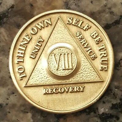 8 Year AA Medallion Alcoholics Anonymous Sobriety Chip Bronze VIII Coin Recovery • $4.99