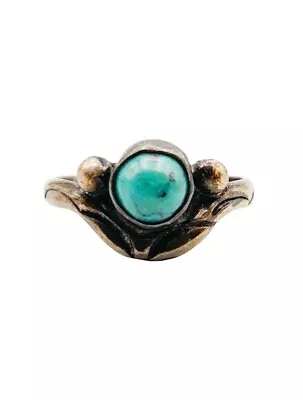 Vintage Navajo Signed HP Blue Turquoise Sterling Silver Ring Size 6.5 • $2.25