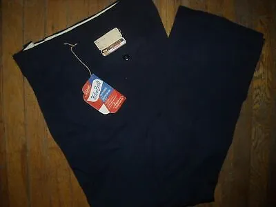 Vtg 40 50s Men New 29 X 29 Nelco Blue Rayon Gabardine Work Dress Hollywood Pants • $160