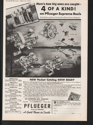 1935 Pflueger Fish Reel Lure Sport Angler Outdoor Bait Tackle Spinner Ad 20758 • $42.07