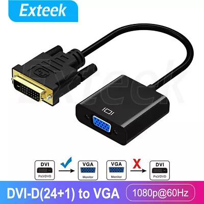 DVI-D 24+1 Pin Male To VGA 15Pin Female Active Cable Adapter Converter 1080P • $7.85