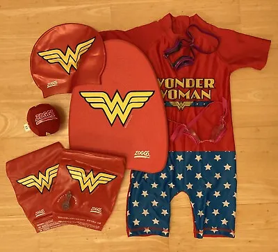 Zoggs Wonder Woman Swim Wear Bundle - Float Ball Hat Arm Bands Plus Goggles Suit • £14.99