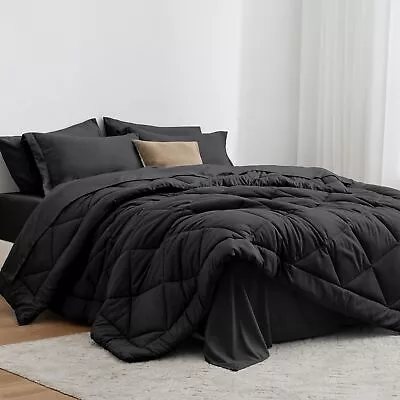 Twin Comforter Set Black 5 Pieces Twin Bed In A Bag All Season Twin Bedding S... • $51.17