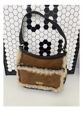 UGG Brown Shearling Small Bag Top Handle Genuine Suede Sheepskin • £49.99