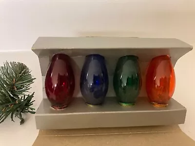Vtg Yule 4PK Christmas Light Bulbs Twinkle  C 9 1/4 Multi Color NOS Lamps Clear • $10.95