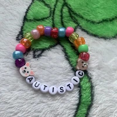 £3.50 • Buy Autism Beaded Bracelet Rainbow Bead Beads Neurodivergence Autistic