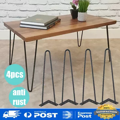 4PCS Hairpin Legs 16  Fully Welded 2 Rod Furniture Coffee Table Legs Black 10mm • $30.89