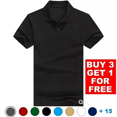 Men's Polo Shirt Dri-Fit Golf Sports Cotton Short Sleeve Jersey Casual Plain • $10.99