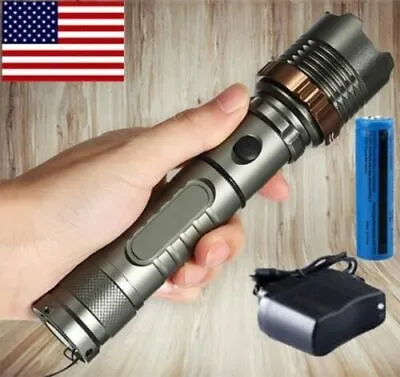 $11.69 • Buy Rechargeable Camping LED Flashlight T6 Tactical Police Torch+Batt+Char