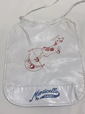 Monticello Dairy Cow Jumped Over The Noon Vintage Plastic Baby Bib GC • $12