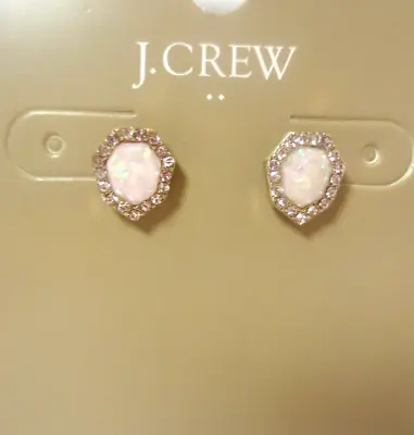 J.Crew Womens Iridescent Geo Crystal Pave Stud Earrings NWT 118.50 Style F4638 • $9