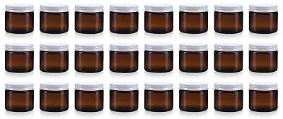 2 Ounce Amber Glass Straight Sided Spice/Canning Jars - With 53mm White Metal... • $53.08