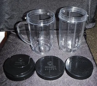 Magic Bullet Replacement Lot Of 5x Tall Cup Mug With Handel With 3x Lid USED • $19