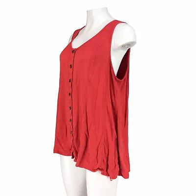 Torrid Shirt Fit And Flare Stretch Challis Button-Front Tank  Red Torrid Size 3 • $35