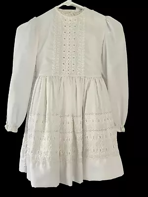 White Size 8 Madonna By Haddad Holy Communion Dress Flower Girl Long Sleeve Vtg • $18.99