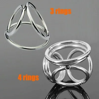 Metal Penis Rings Cage Chastity Device Locks Ball Stretcher Delay Ejaculation • £6.89