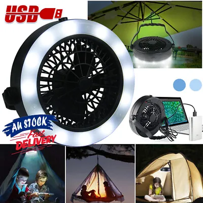 $25.55 • Buy For Outdoor Portable USB With Hook Rechargeable 3 In 1 Tent Lamp Camping LED Fan
