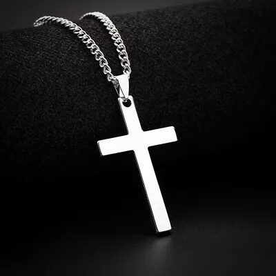 Boys Mens Stainless Steel Vintage Cross Pendant Necklace Men Women • $5.99