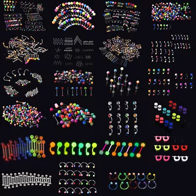 $6.99 • Buy Wholesale Bulk Lots Body Piercing Eyebrow Jewelry Belly Tongue Bar Ring 14G 16G