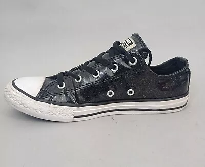 Converse All Star Trainers Black Womens 3  Glitter Patent Low Top Sparkle • £14.99