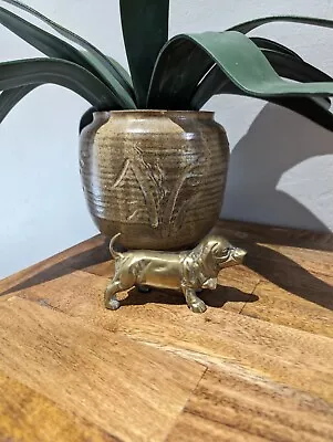 Vintage Small Brass Dachshund Weiner Dog Sculpture Desk Art Figurine Collectible • $9.99