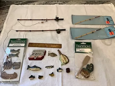 Mayberry Street Miniatures Fish Fishing Rod Poles Tackle Box Lot • $23.99