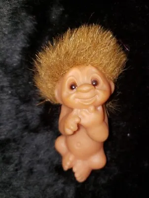 Vintage Dam Troll Doll Norfin Baby Newborn Infant 3  Figure 1985 Brown Hair • $16
