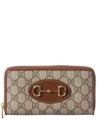 Gucci Horsebit 1955 Gg Supreme Canvas & Leather Zip Around Wallet Women's Brown • $579.59