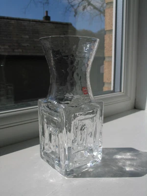 £13.99 • Buy Vintage Dartington Glass Vase Frank Thrower FT58 Greek Key Textured 1968