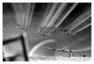 Formation Of Consolidated B-24 Liberator Heavy Bomber Raid Ww2 Wwii 4x6 Photo • $7.97