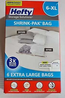 NEW Hefty SHRINK-PAK 6 XL Vacuum Seal Storage Bags • $22