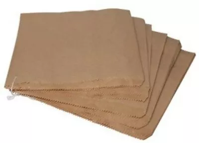 100 X Brown Kraft Strung Paper Bags 7  X 7  Fruit Sweets Crafts Picnic Groceries • £2