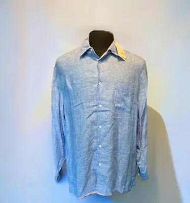 Summer Ready 135$ NWT Island Company 100% Linen Blue Buttoned Front Shirt  Sz L. • $60