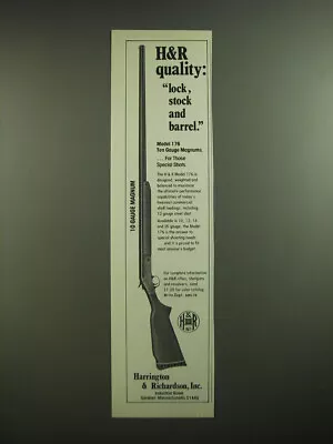 1979 Harrington & Richardson Model 176 Ten Gauge Magnum Shotgun Advertisement • $19.99