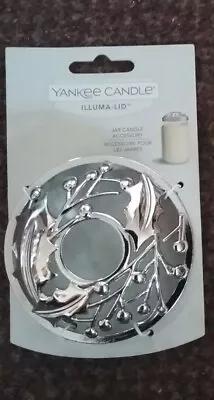 New Yankee Candle Illuma Lid - Great Gift - Festive Silver Holly  • £5.89