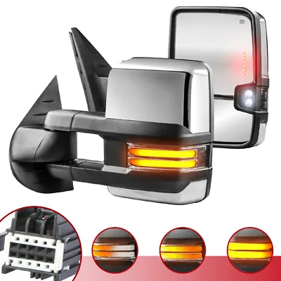 Chrome Power Heated Tow Mirror Dynamic Signal For 08-13 Chevy Tahoe Silverado • $135.89