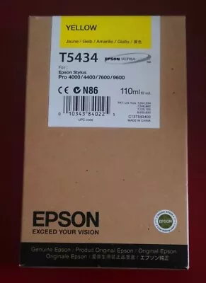 04-2019 NIB Genuine Epson T5434 Yellow 110ml K3 Ink Stylus Pro 4000/7600/9600 • $98.89