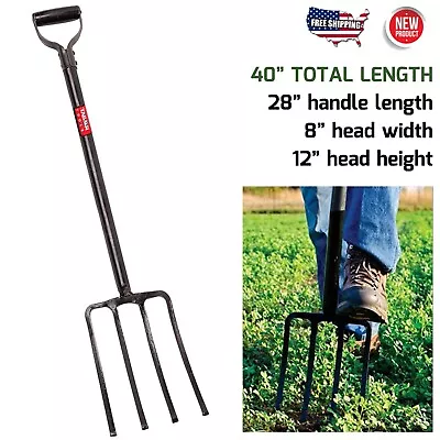 Steel Garden Fork For Turning Manure/ Compost Pile Clay Soil Loosening Digging • $120.18