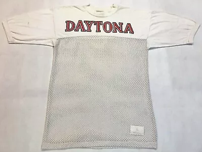 Vintage Jerzees 70s 80s Daytona Mesh 50/50 T-Shirt Jersey White XL Tee USA • $29.95