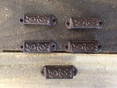 Set Of 5  3  Vintage Style Cast Iron Vine Bin Pulls Great Home Decor • $21.95