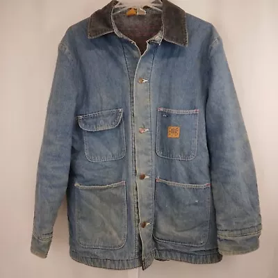 Vintage Big Ben Blanket Lined Chore Barn Coat Denim Jacket Wrangler Monsanto 40R • $34.99