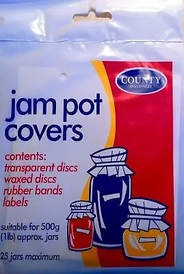 Jam Pot Covers For 25 X 500g (1lb) Jars - With Rubber Bands And Labels • £3.99