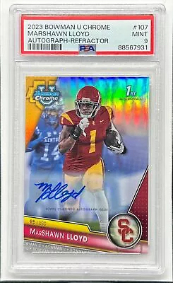 2023 Bowman University Chrome Marshawn Lloyd 1st Refractor Auto #457/499 PSA 9 • $0.99