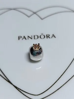 Genuine Pandora Silver 👑 🤴 King Crown Two Tone 14ct Gold Charm 925 ALE • £12