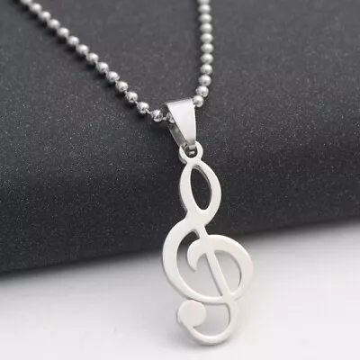 Large Music Note Necklace 60-70cm Chain Silver Musical Love UK • £9.89