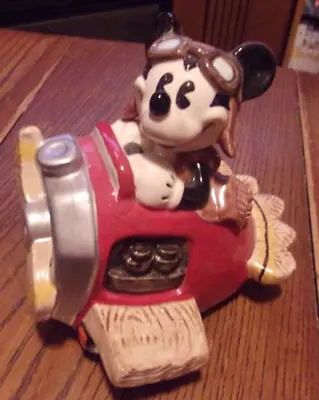 Mickey Mouse ENESCO PLANE Musical 5  Figurine  FLY ME TO THE MOON   & It Rocks • $11