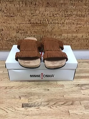 Minnetonka Leather Fringe Daisy Sandals Size 7 Brown  New Condition W/ Box B-1 • $27.99