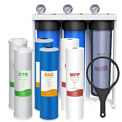 3 Stage 20 Inch Whole House Water Filter Housing System +3 Set Filter Cartridges • $379.99